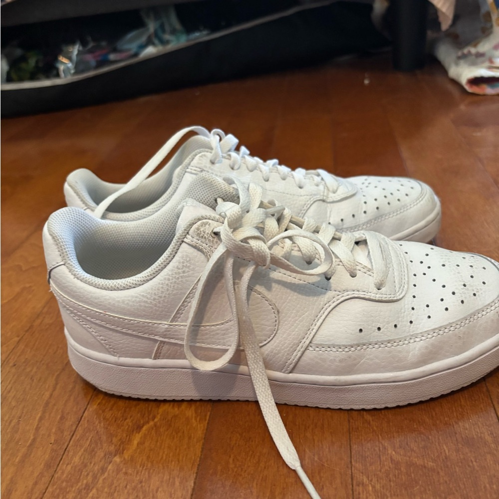 White Nike Court Low-Top Sneakers